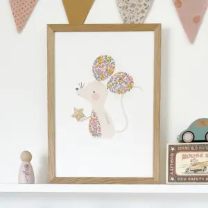 Mouse Nursery Art - Made with Liberty Fabric