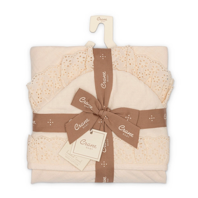 Crane Baby Violet Ruffle Hooded Baby Bath Towel - Image 2