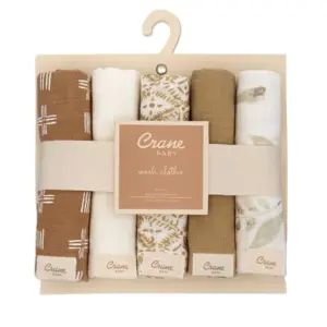 Crane Baby Kendi Safari 5-pc. Wash Cloth Muslin Set