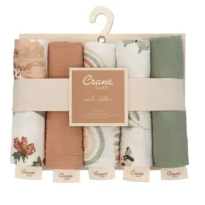 Crane Baby Parker Floral 5-pc. Muslin Wash Cloth Set