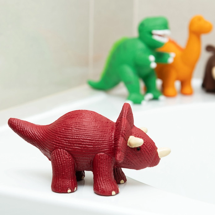Rubber Triceratops Dinosaur Teether / Bath Toy