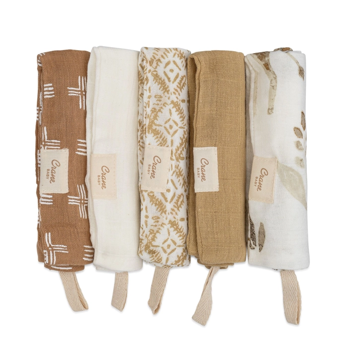 Crane Baby Kendi Safari 5-pc. Wash Cloth Muslin Set - Image 2