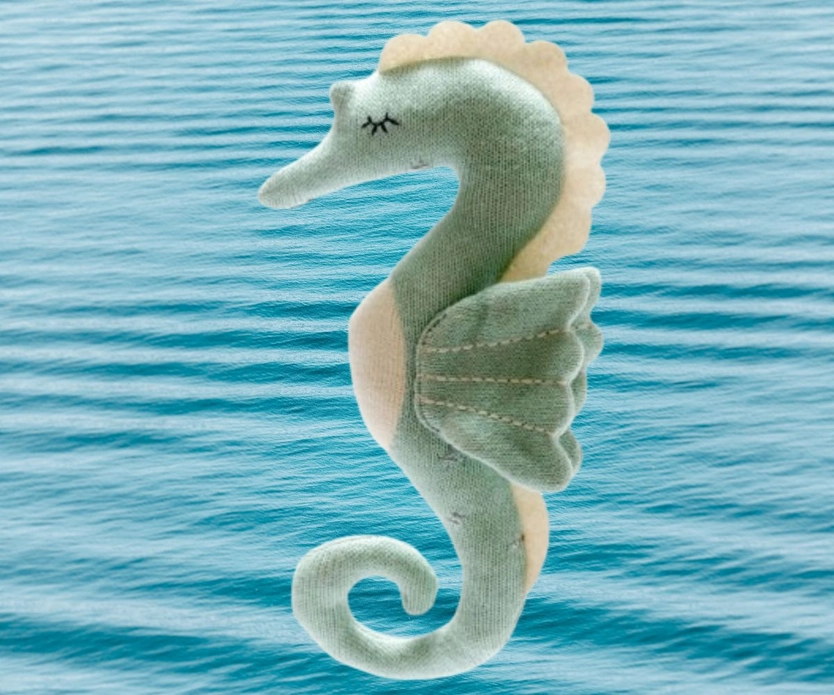 Knitted Organic Seahorse Plush Toy - Image 2