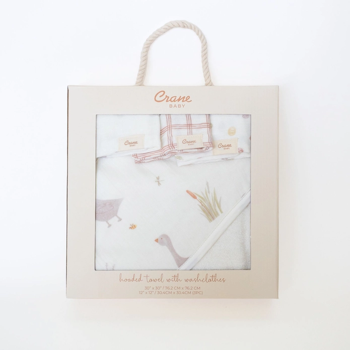 Farmhouse Goose Hooded Towel & Wash Cloth Set - Image 5