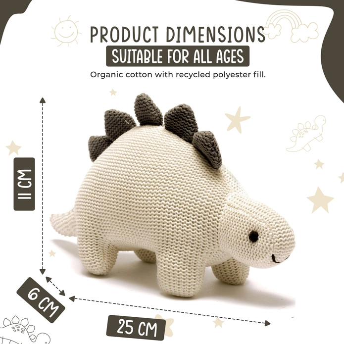 Organic Knit Stegosaurus Dinosaur Rattle - Image 3