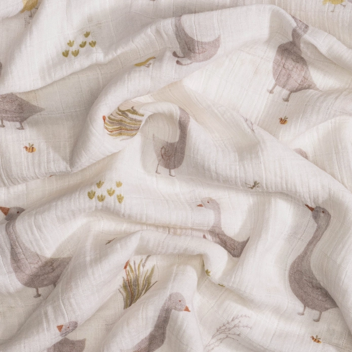 Crane Baby 2-pc. Farmhouse Goose/Check Swaddle Blanket Set - Image 3