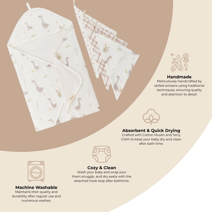 Farmhouse Goose Hooded Towel & Wash Cloth Set - Image 6